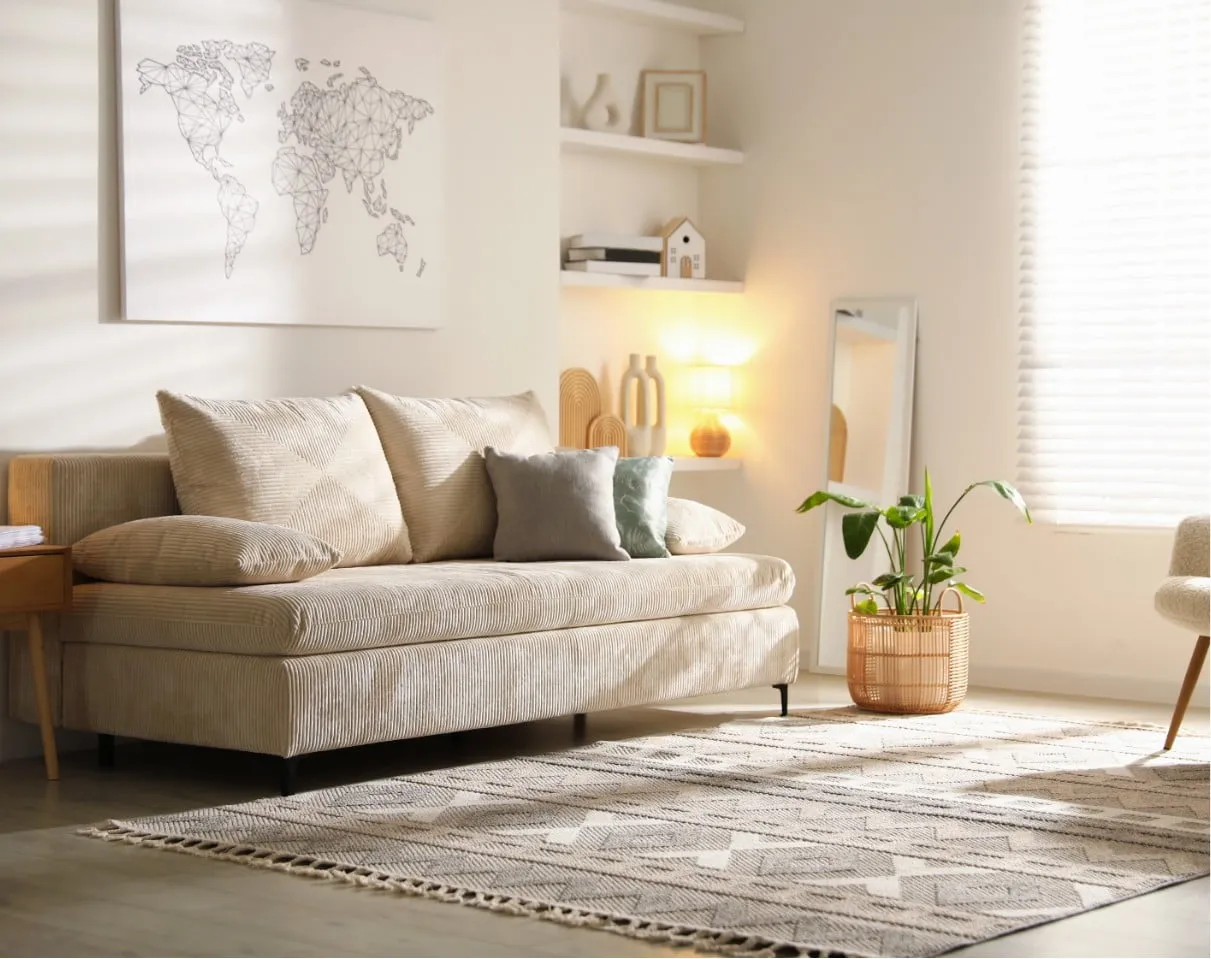 a living room with a couch