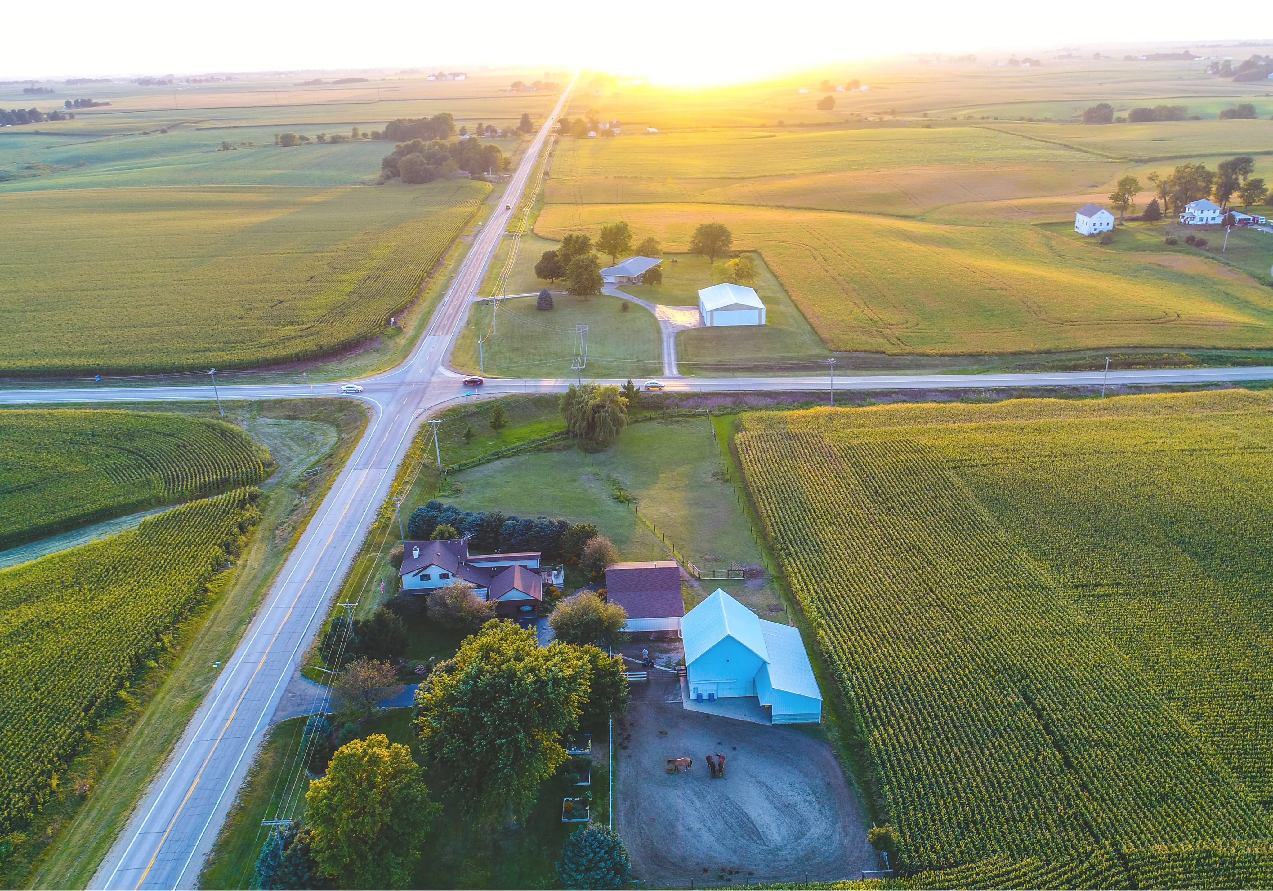 I overhead aerial picture of a rural setting. Rural, Affordable & Accessible Duplexes redefined.